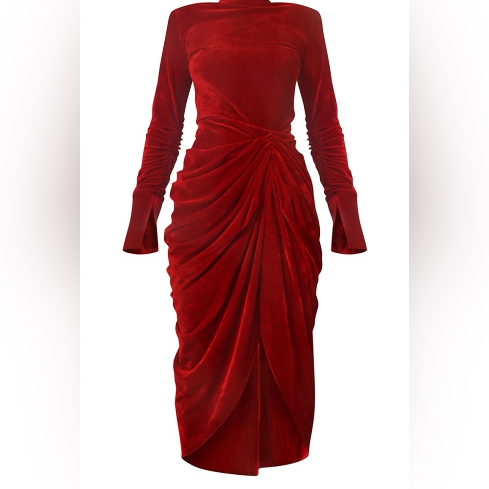 Elegant Red Velvet Dress